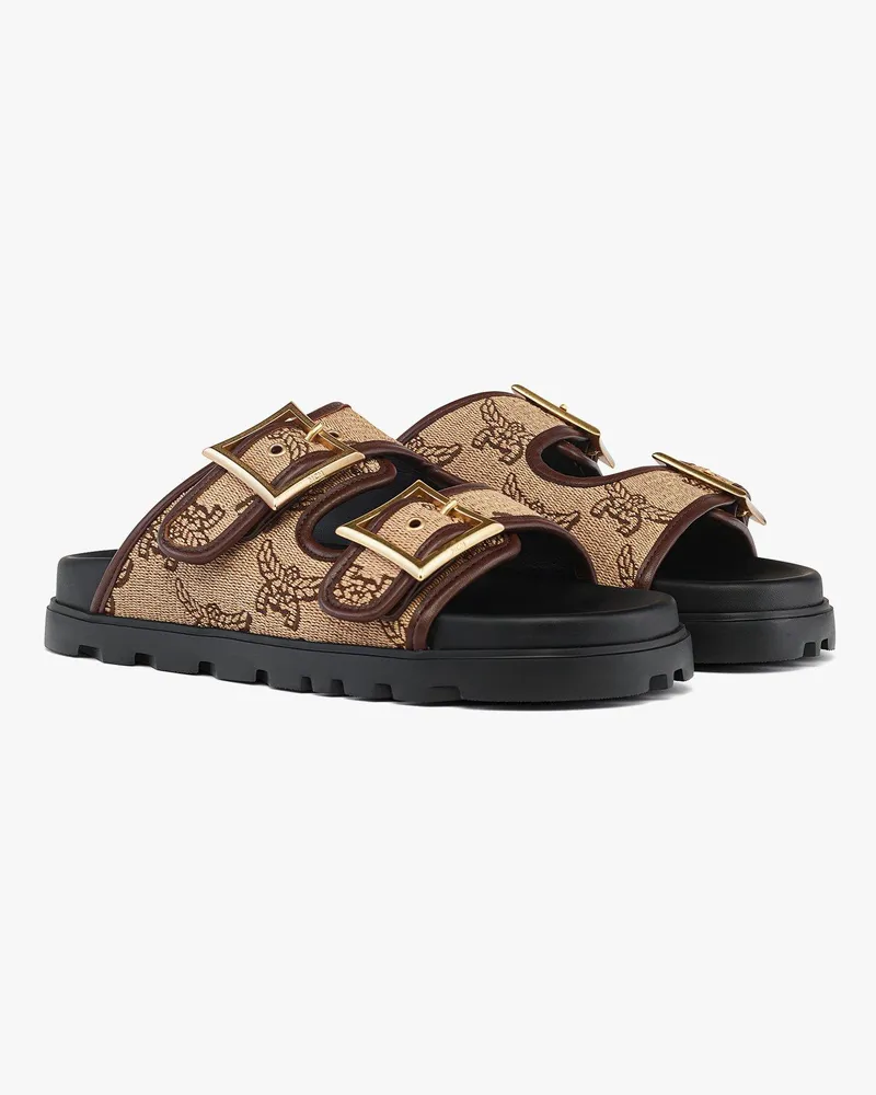 MCM Sandalen in Lauretos Raffia Jacquard Natural