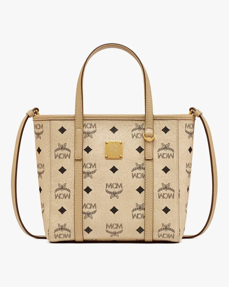 MCM Toni Shopper mit Reissverschluss oben in Visetos Beige