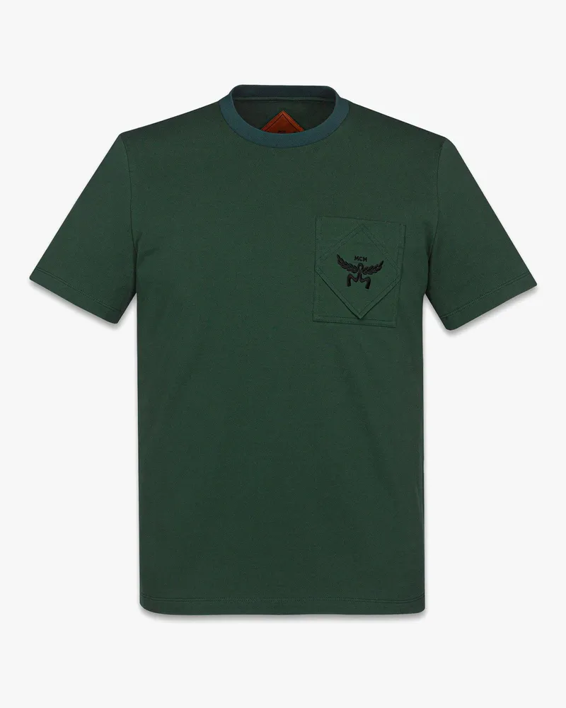 MCM T-Shirt Essential aus Bio-Baumwolle mit Logo auf Brusttasche Forest