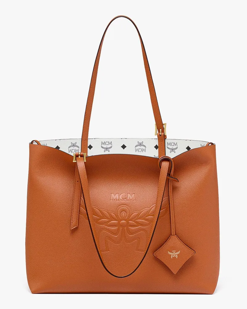 MCM Himmel Shopper aus Leder mit Logoprägung Cognac