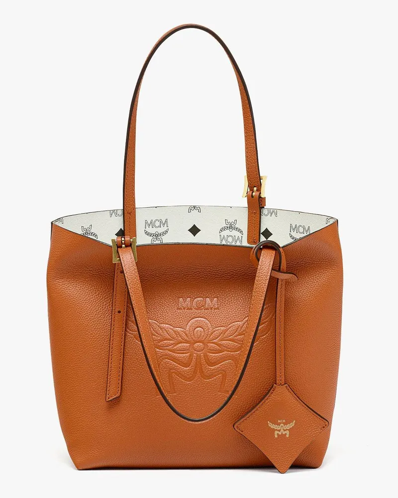 MCM Himmel Shopper aus Leder mit Logoprägung Cognac