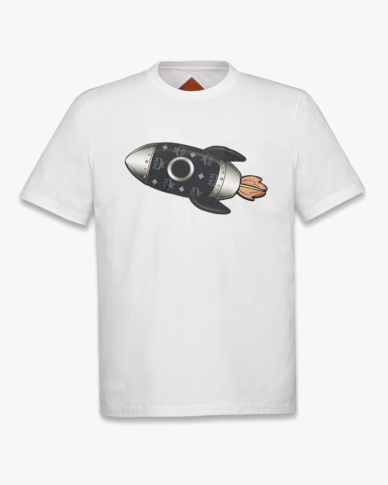 MCM T-Shirt aus Bio-Baumwolle mit Raketenmotiv White