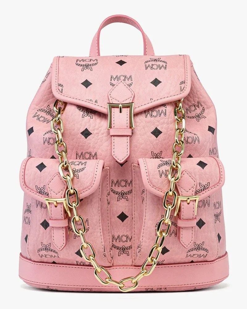 MCM Aren Kordelzug-Rucksack in Visetos SOFT PINK VISETOS Soft