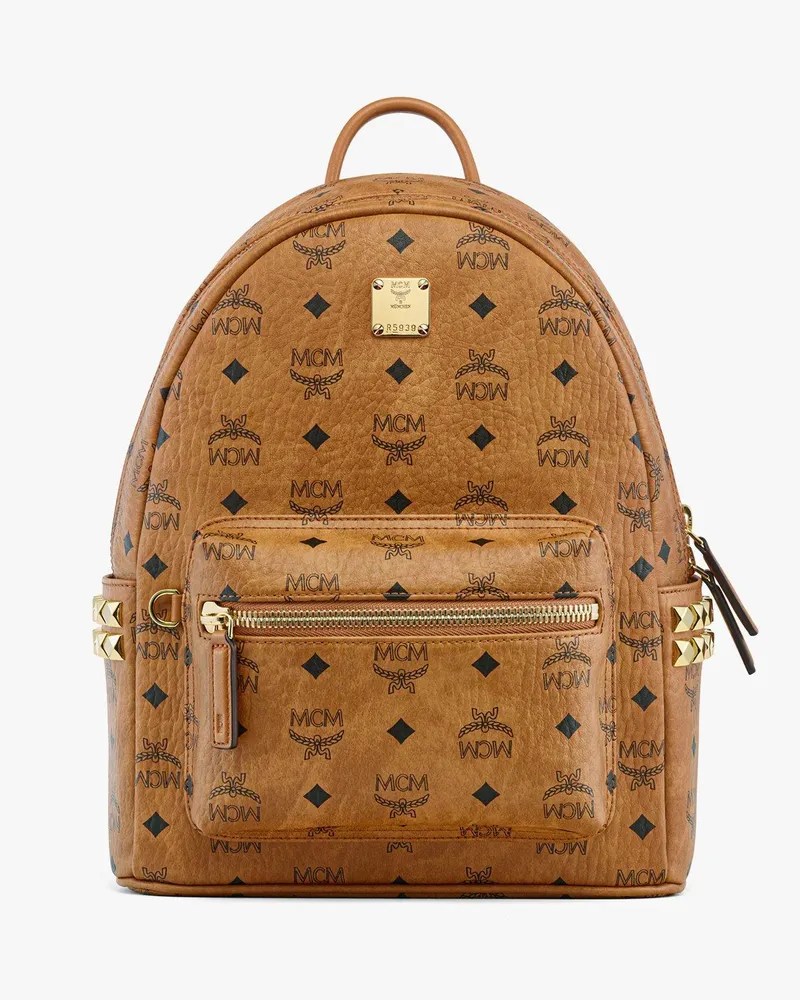 MCM Stark Rucksack in Visetos mit seitlichen Nieten COGNAC VISETOS Cognac