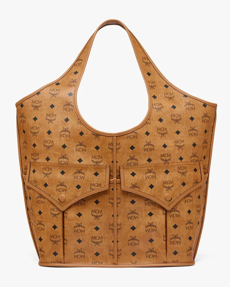 MCM Stark Rucksack in Visetos mit seitlichen Nieten COGNAC VISETOS Cognac