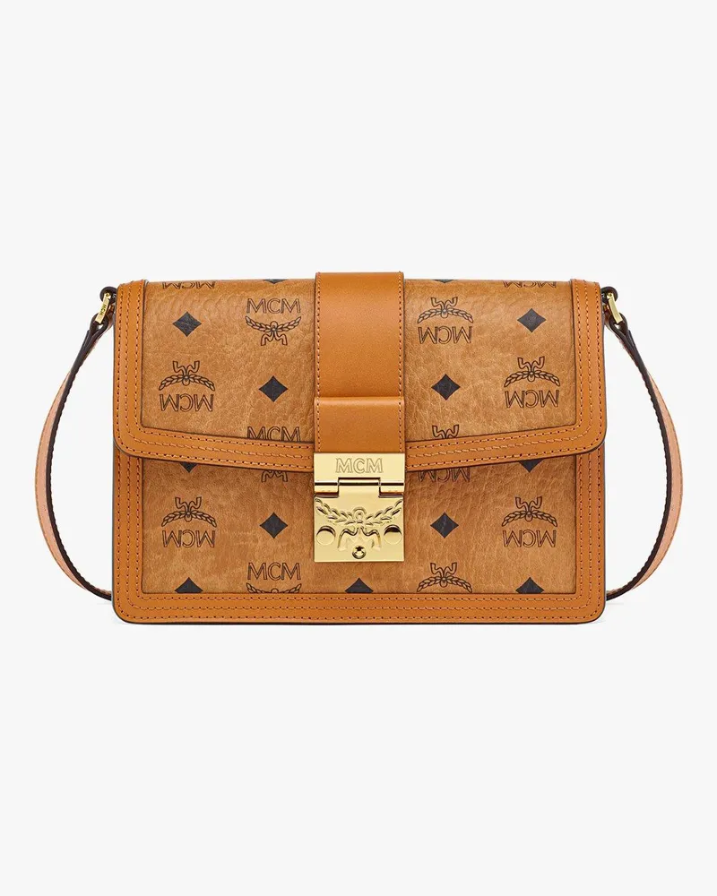 MCM Tracy Schultertasche in Visetos Cognac