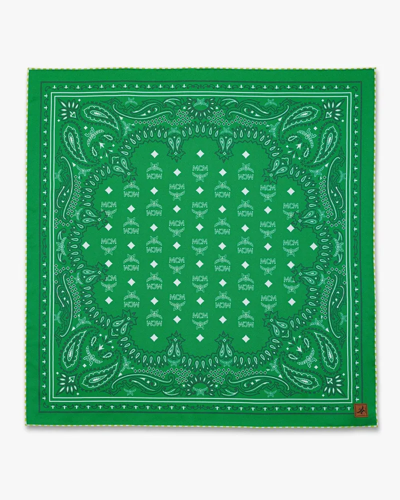 MCM Baumwoll-Seiden-Halstuch mit Paisley-Print Green