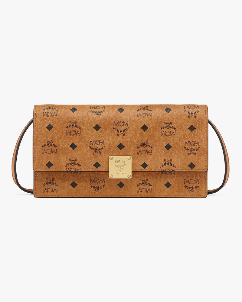 MCM Crossbody-Brieftasche Aren in Visetos Cognac