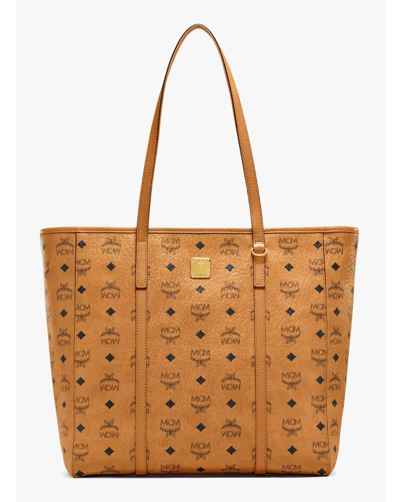 MCM Toni Shopper mit Reissverschluss in Visetos Cognac