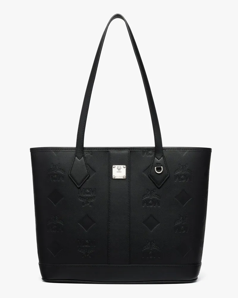 MCM Neuer Liz Shopper aus Leder mit geprägtem Monogramm Black