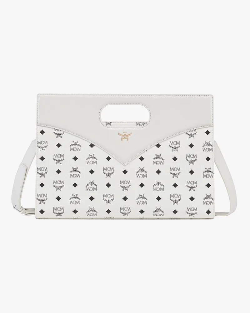 MCM Diamant-Tasche aus Visetos-Leder-Mix White