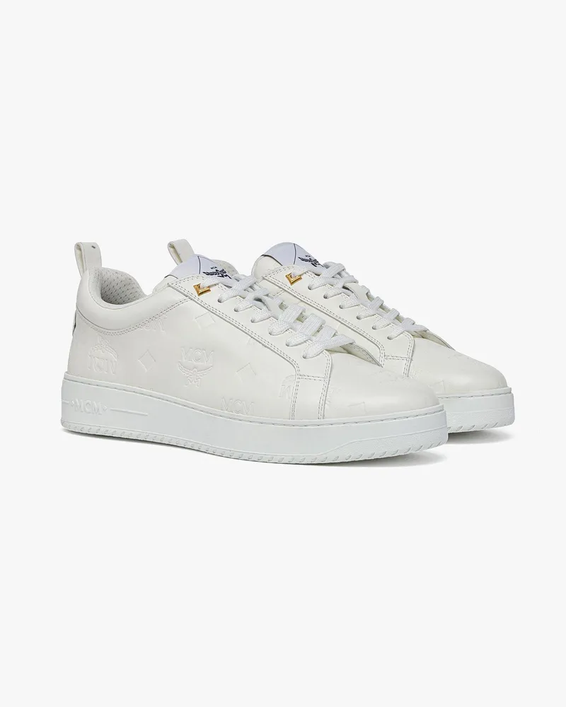 MCM Sneaker Neo Terrain aus Leder mit Monogramm Egret