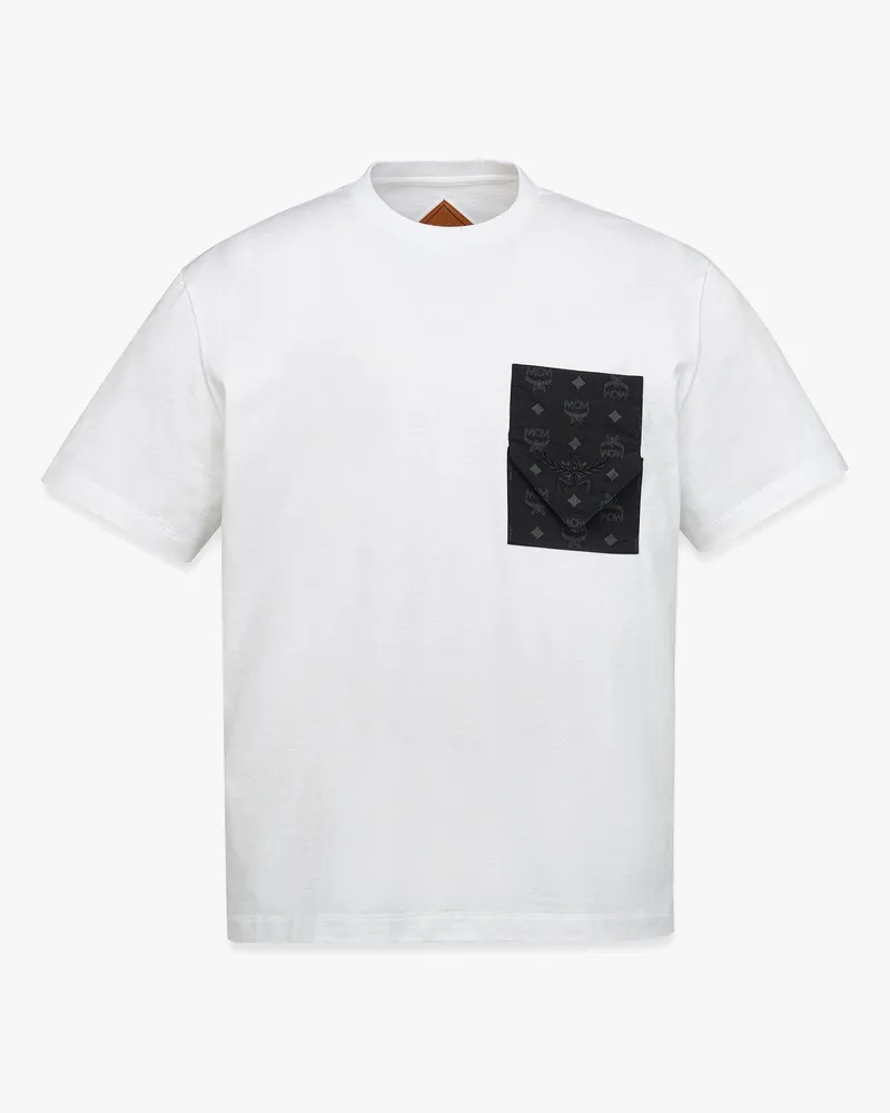 MCM T-Shirt Laurel aus Bio-Baumwolle und Monogramm-ECONYL mit verkürzter Passform BLACK AND WHITE COTTON Black