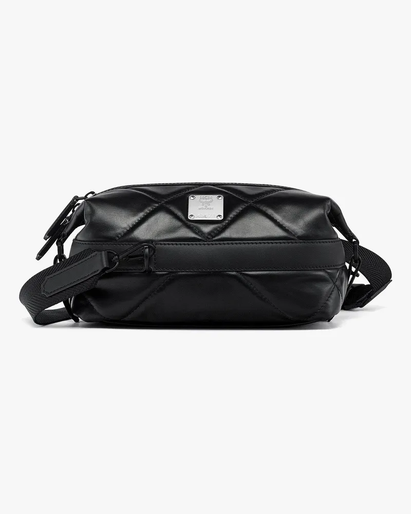 MCM Aren Umhängetasche aus Leder mit Rautensteppung Black