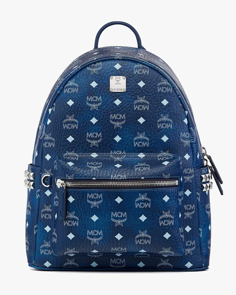MCM Stark Rucksack in Visetos mit seitlichen Nieten Blue