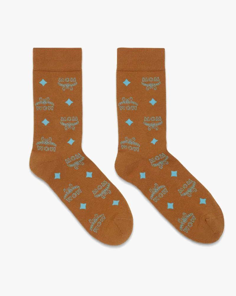 MCM Stricksocken mit Monogramm Blue
