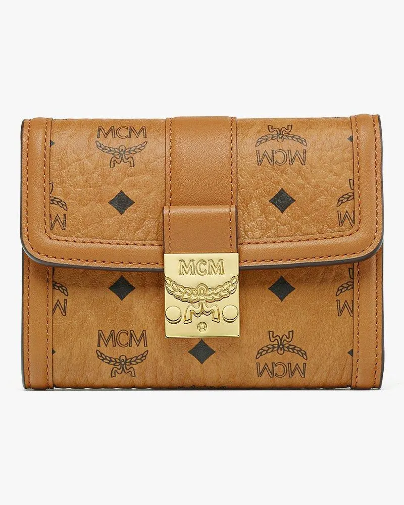 MCM Tracy dreifach gefaltetes Portemonnaie in Visetos Cognac