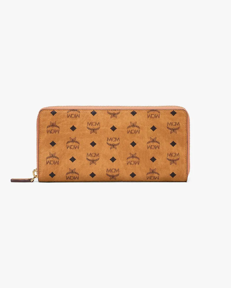 MCM Aren Portemonnaie mit Rundum-Reissverschluss in Visetos Cognac