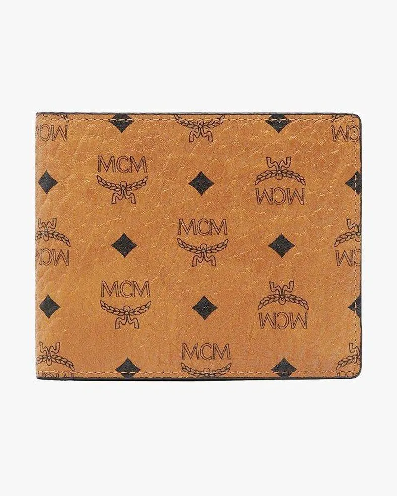 MCM Gefaltete Brieftasche mit Kartenetui in Visetos Original Cognac