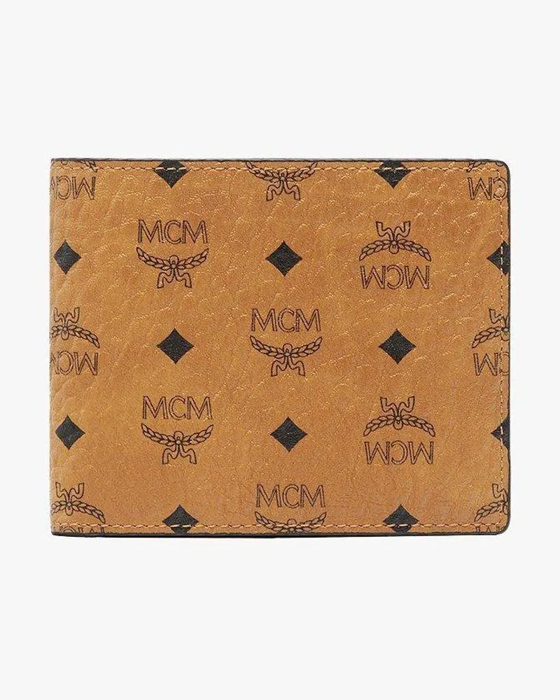 MCM Gefaltetes Portemonnaie in Visetos mit Kartenetui Cognac
