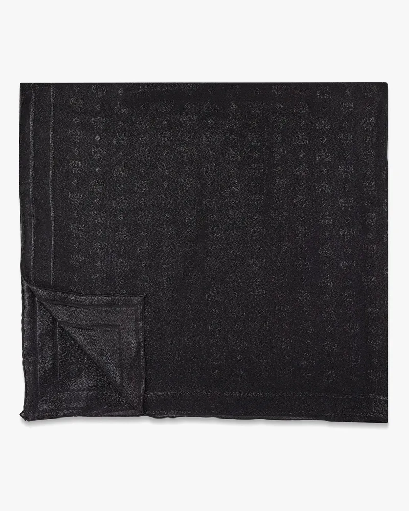 MCM Jacquard-Schal aus Lurex-Seiden-Mischung mit Monogramm Black