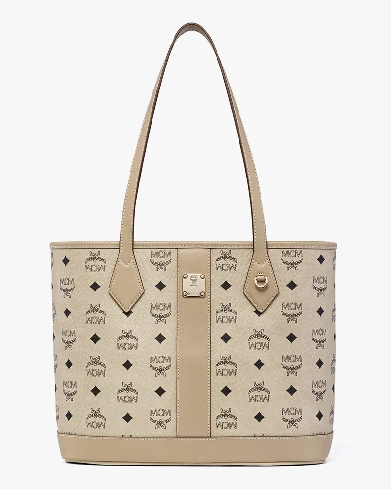 MCM Aren Kordelzug-Rucksack in Visetos BEIGE + BLACK VISETOS Beige