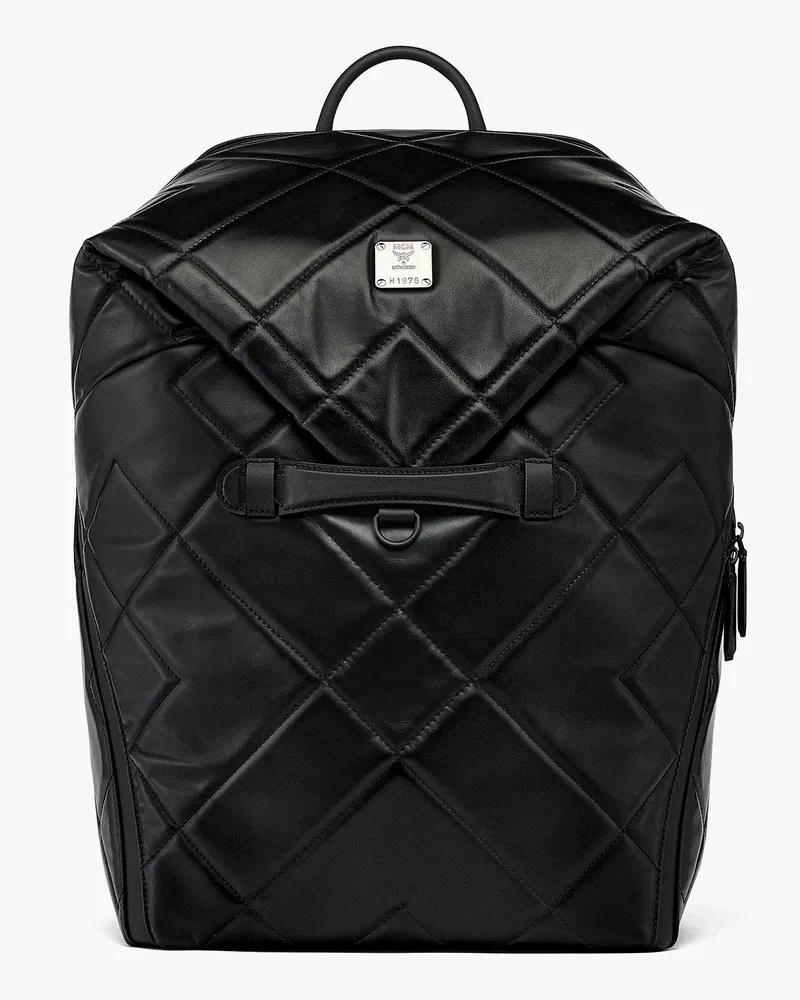 MCM Aren Rucksack aus Leder mit Rautensteppung Black