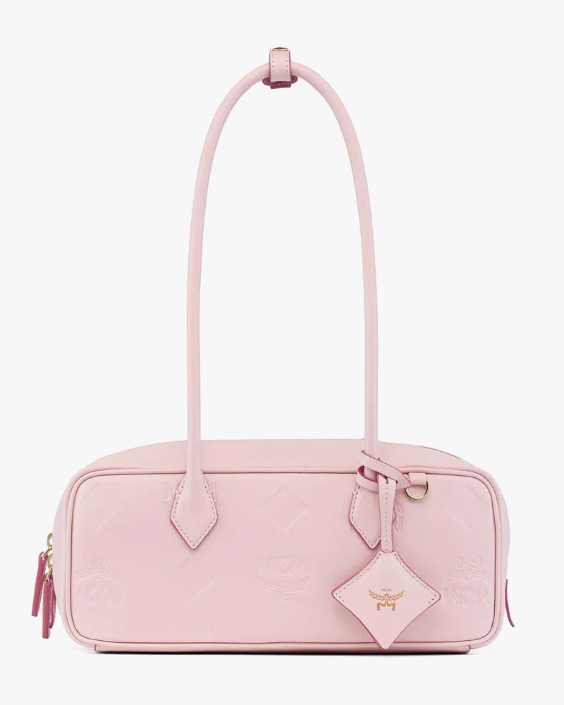 MCM Aren querformatige Schultertasche aus Leder mit Maxi-Monogramm Lotus