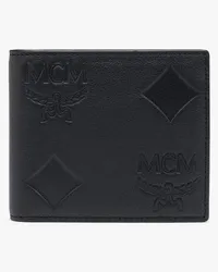 MCM Aren gefaltetes Portemonnaie aus Maxi Monogram Leder Black