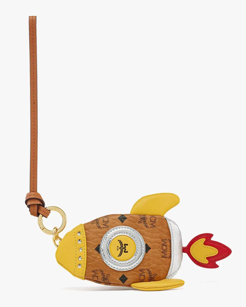 MCM Pouch Charm Aren Rakete in Visetos Cognac