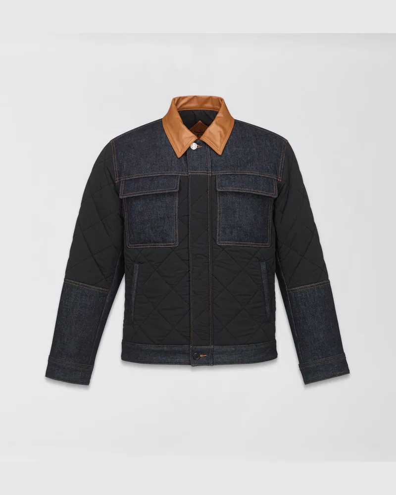 MCM Jacke aus Denim und gestepptem Nylon MOOD INDIGO COTTON Mood