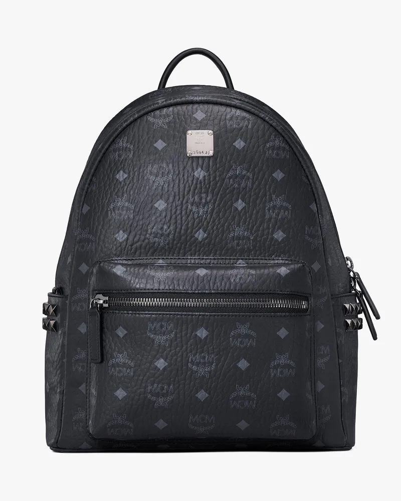MCM Stark Rucksack in Visetos mit seitlichen Nieten Black