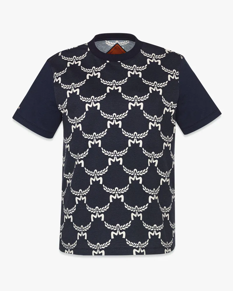 MCM T-Shirt aus Bio-Baumwolle mit Lauretos-Monogramm Navy