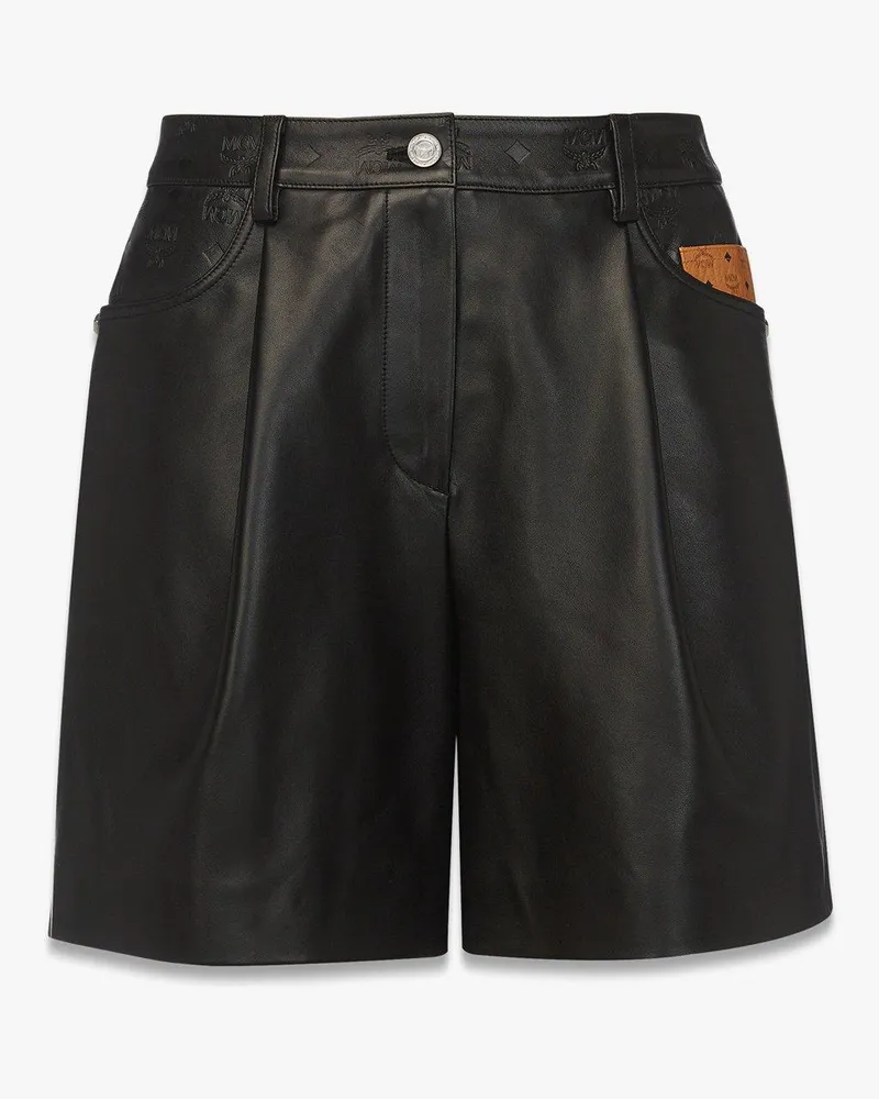 MCM Bermuda-Shorts aus Lammleder Black