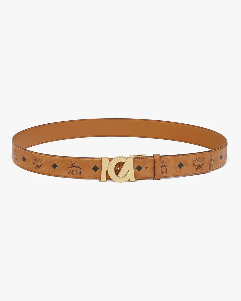 MCM M-Art Wendegürtel in Visetos, 3,8 cm Cognac