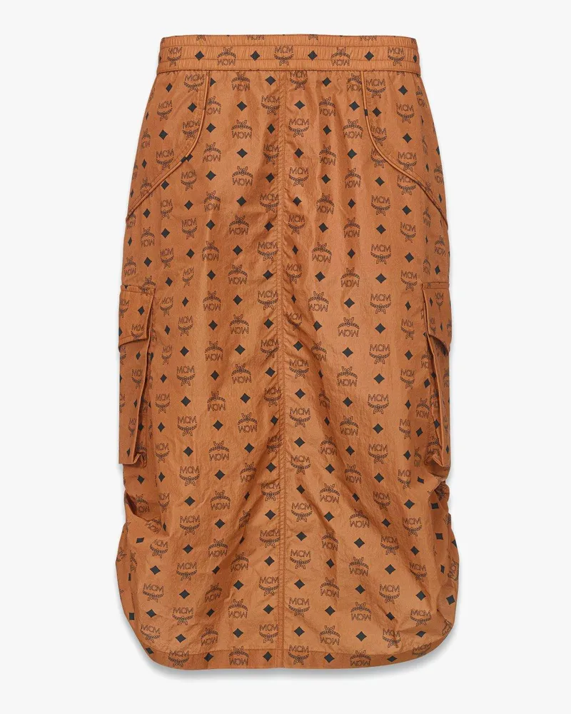 MCM Monogramm-Print-Rock aus ECONYL Cognac