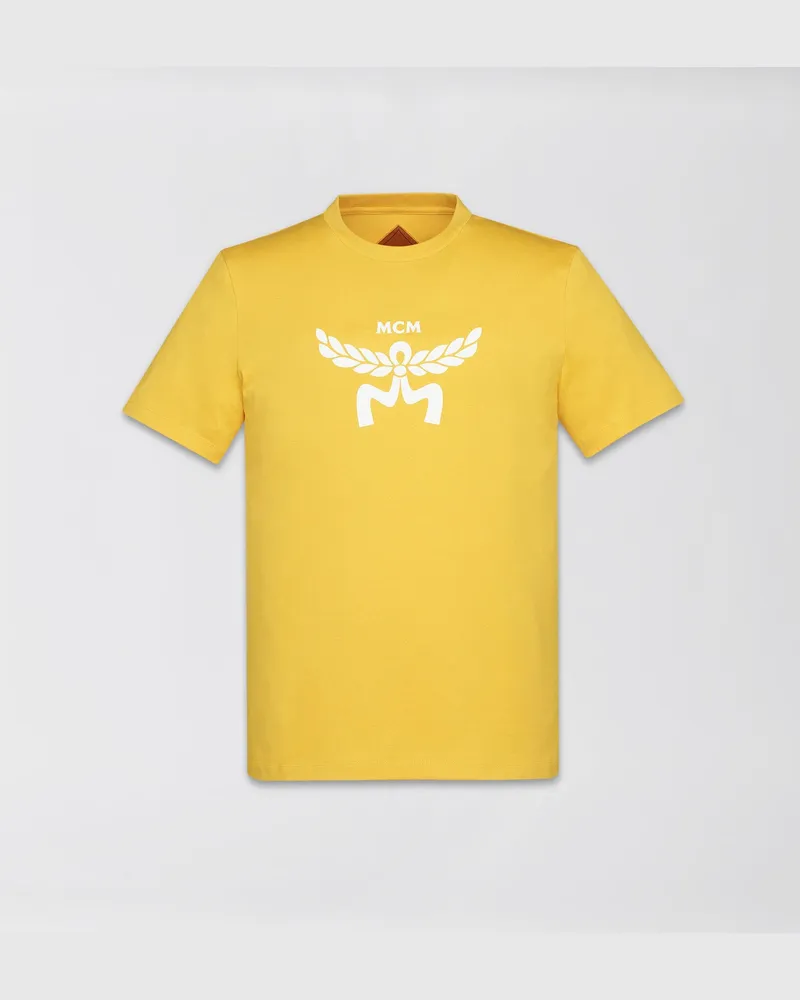 MCM T-Shirt mit Laurel-Logo-Print OLD GOLD COTTON Old