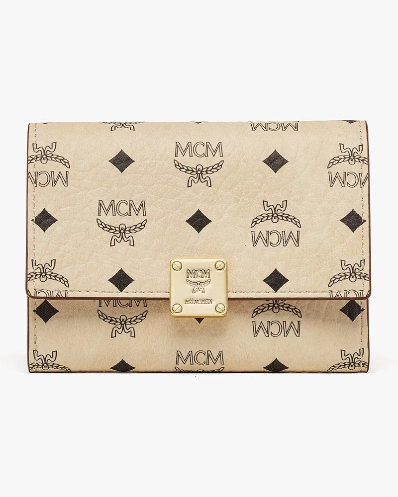 MCM Aren dreifach gefaltetes Portemonnaie in Visetos Beige