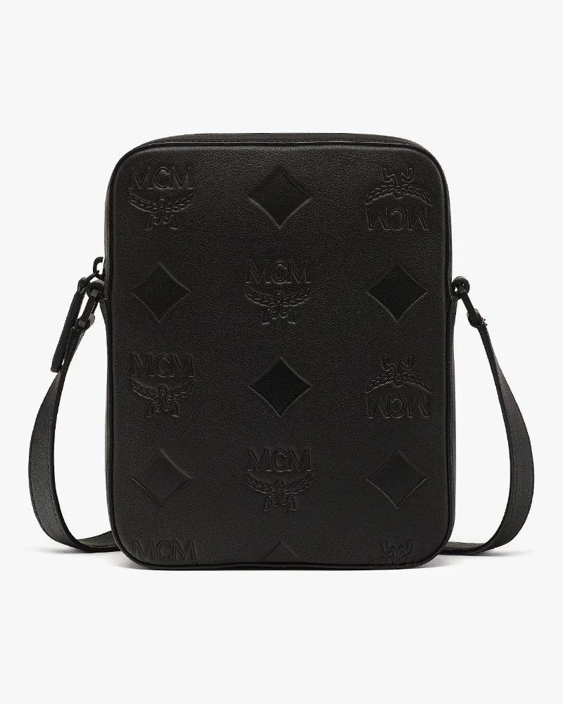 MCM Klassik Umhängetasche aus Leder mit Maxi-Monogramm Black
