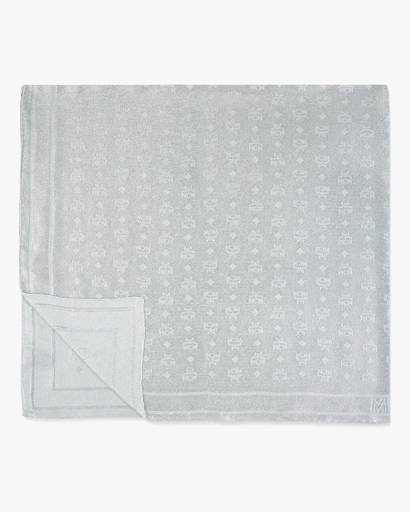 MCM Jacquard-Schal aus Lurex-Seiden-Mischung mit Monogramm Egret