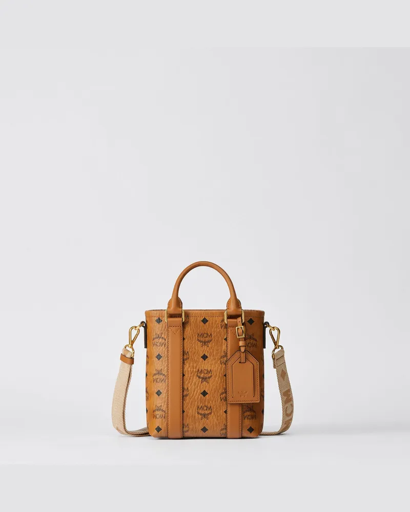 MCM Dia Shopper aus Kalbsveloursleder COGNAC LEATHER Cognac