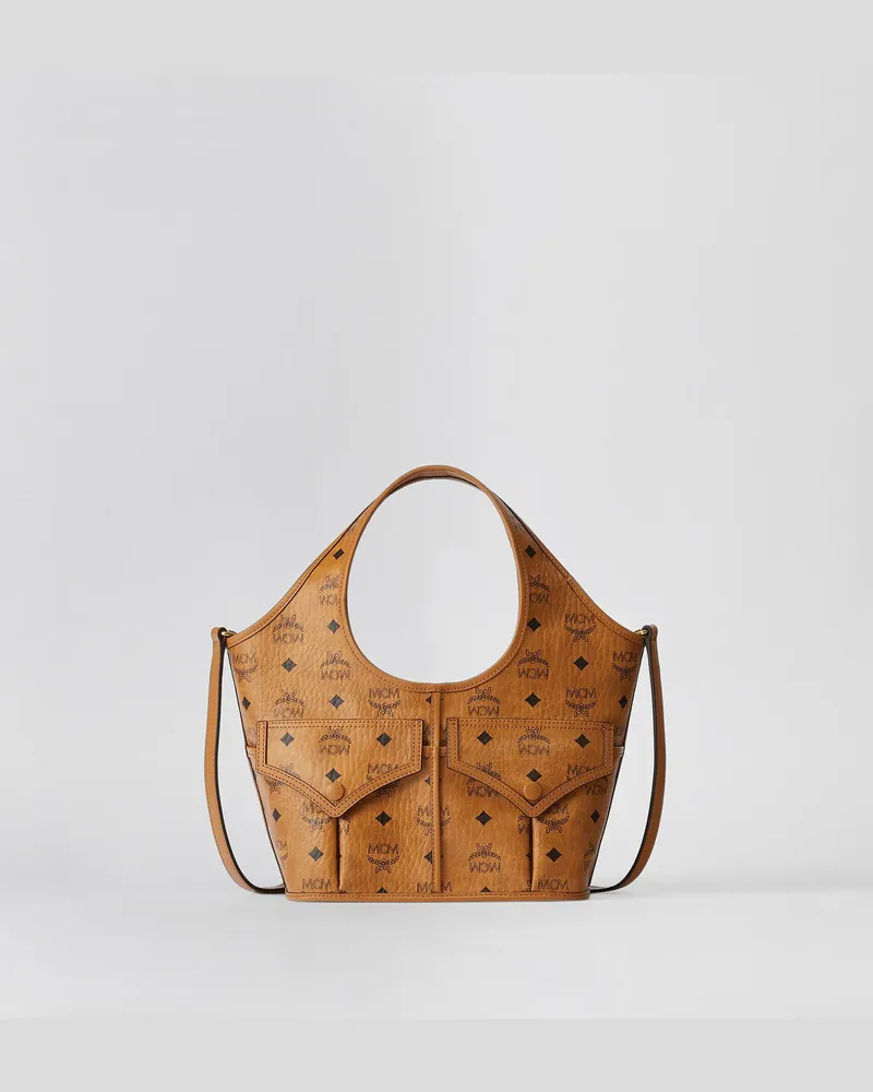 MCM Dia Shopper aus Kalbsveloursleder COGNAC LEATHER Cognac