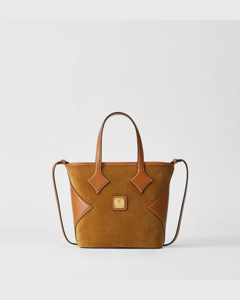 MCM Dia Shopper aus Kalbsveloursleder COGNAC LEATHER Cognac