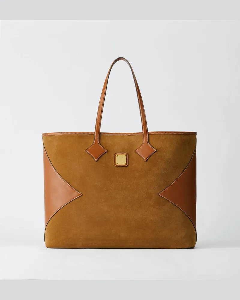 MCM Dia Shopper aus Kalbsveloursleder COGNAC LEATHER Cognac