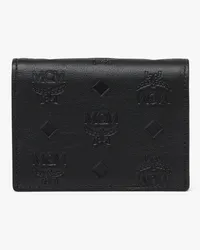 MCM Aren Portemonnaie aus geprägtem Leder mit Monogramm und Schnappverschluss Black