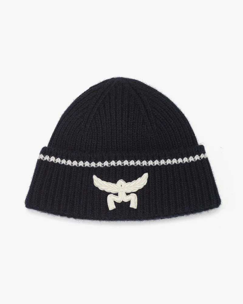 MCM Logo-Mütze aus Wolle und recyceltem Kaschmir Navy