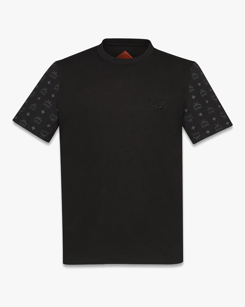 MCM Logo-T-Shirt aus Bio-Baumwolle und Monogramm-ECONYL Black