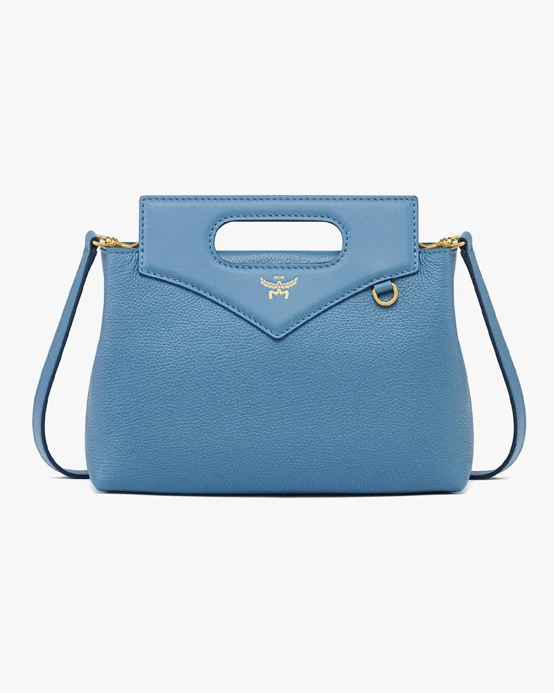 MCM Soft Diamond Umhängetasche aus genarbtem Leder Blue