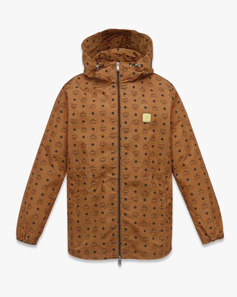 MCM Kapuzen-Windjacke aus ECONYL mit Monogramm-Print Cognac