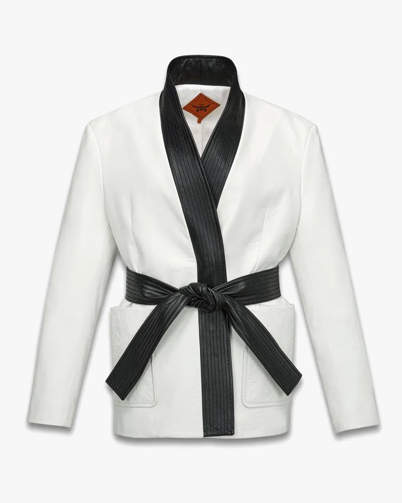 MCM Taekwondo-Jacke aus Lammleder WHITE LAMBSKIN LEATHER White